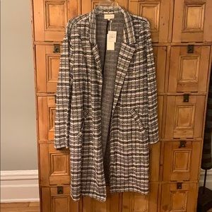 Open front duster jacket with side pockets
